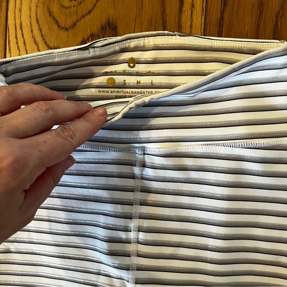 Spiritual Gangster Grey Metallic Stripe High Waist Leggings - Picture 12 of 12